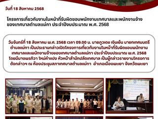 18.08.68 โครงการเกี่ยวกับงานในหน้าที่รับผิดชอบพนักงานเทศบาลและพนักงานจ้างของเทศบาลตำบลแม่กา ประจำปีงบประมาณ พ.ศ. 2568